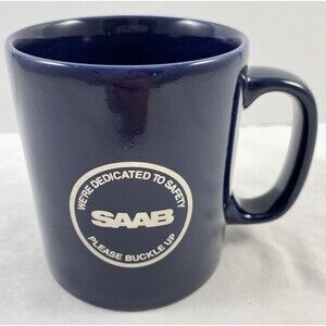 SAAB Blue Ceramic Coffee Mug Cup Kiln Craft Staffordshire England Vintage
